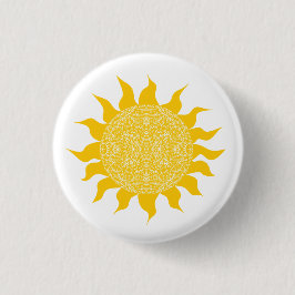 Heldergeel zonlicht ronde button 3,2 cm