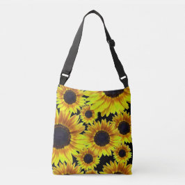 Heldergeel zonnebloem - crossbody tas