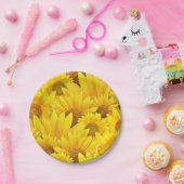Heldergeel zonnebloem Daisy Floral Pattern Papieren Bordje (Feest)