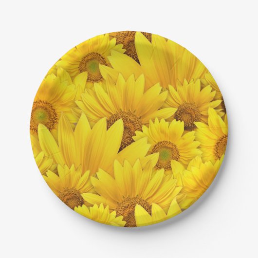 Heldergeel zonnebloem Daisy Floral Pattern Papieren Bordje (Voorkant)