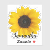 Heldergeel zonnebloem met naam | Vinyl Sticker (Vel)