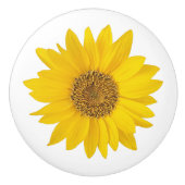 Heldergeel zonnebloempel keramische knop (Voorkant)