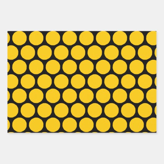 Heldergeel, zwart en wit Stip Inpakpapier Vel (Voorkant 2)