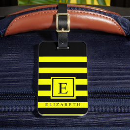 heldergeel zwart kleurenblok bagagelabel