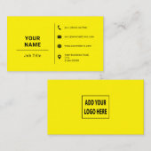 Heldergeel Zwart Minimalistische aangepaste Logo-t Visitekaartje (Voorkant / Achterkant)