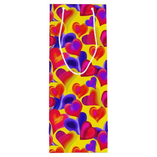 Heldergekleurd hart | VALENTIJNSDAG Wijn Cadeautas (Achterkant)