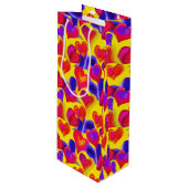 Heldergekleurd hart | VALENTIJNSDAG Wijn Cadeautas (Voorkant Gekanteld)