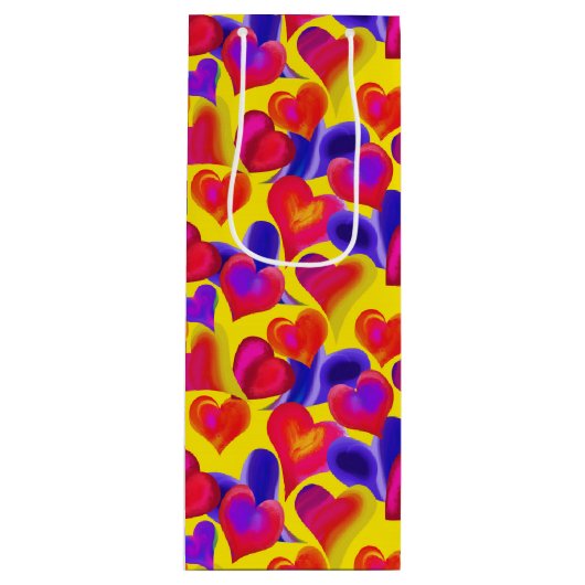 Heldergekleurd hart | VALENTIJNSDAG Wijn Cadeautas (Voorkant)