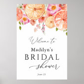 Heldergekleurde Bloemen en Citrus Bruidsfeest Verw Poster (Voorkant)