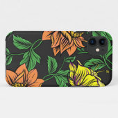 Heldergekleurde bloemen komen op uit een zwarte ac Case-Mate iPhone case (Achterkant (horizontaal))