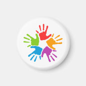 Heldergekleurde diversiteit Handhand-prints Magneet (Voorkant)