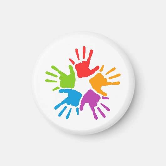 Heldergekleurde diversiteit Handhand-prints Magneet (Voorkant)