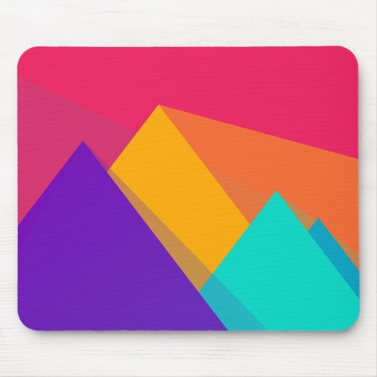 Heldergekleurde geometrische driehoeken en piramid muismat (Voorkant)