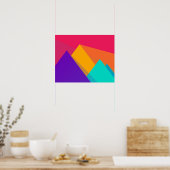 Heldergekleurde geometrische driehoeken en piramid poster (Keuken)