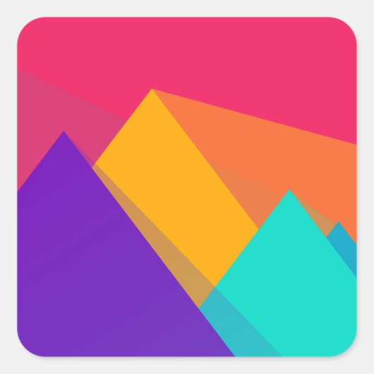 Heldergekleurde geometrische driehoeken en piramid vierkante sticker (Voorkant)