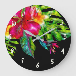 Heldergekleurde tropische bloemen Hibiscus & Blade Grote Klok