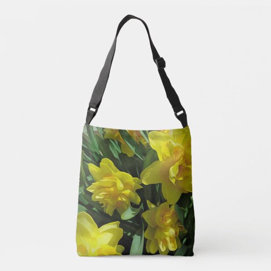 Heldergele affodils crossbody tas (Achterkant)