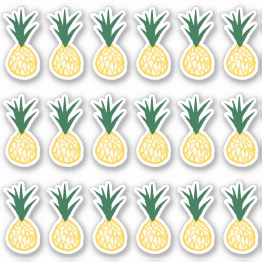Heldergele ananananastickers sticker (Voorkant)