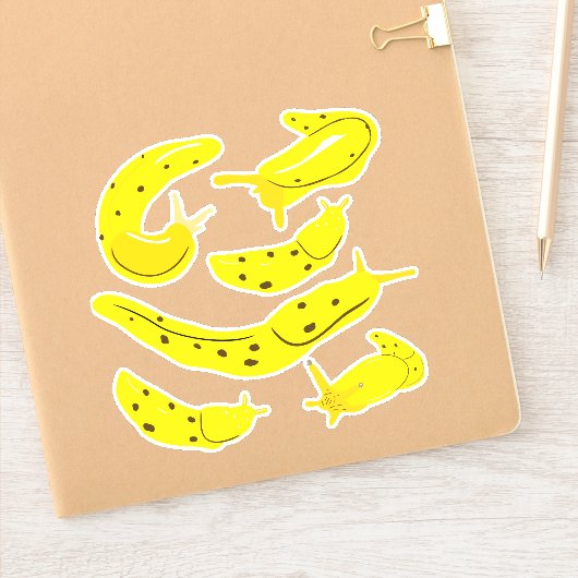 Heldergele Banaan Slugs Sticker Set (Notitieboek)