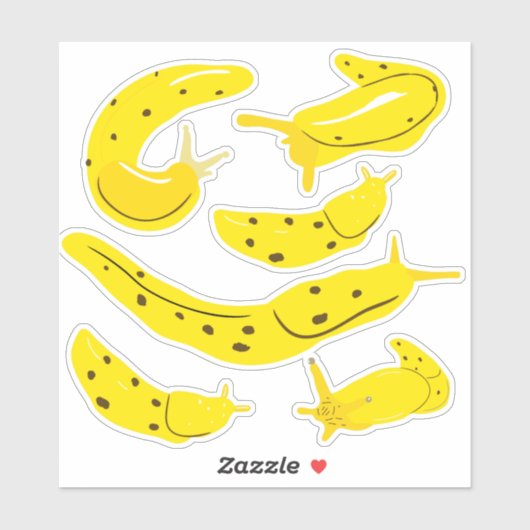 Heldergele Banaan Slugs Sticker Set (Vel)