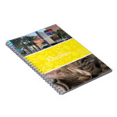 Heldergele Batik fotocollage, rand, naam Notitieboek (Rechterzijde)