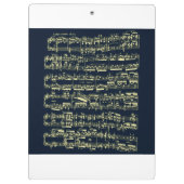 Heldergele Beethovenbladmuziek op blauw Klembord (Achterkant)