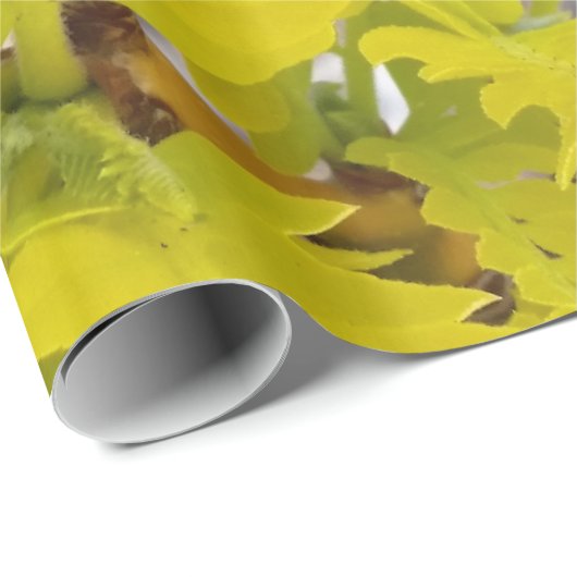 Heldergele bladeren cadeaupapier (Rol Hoek)