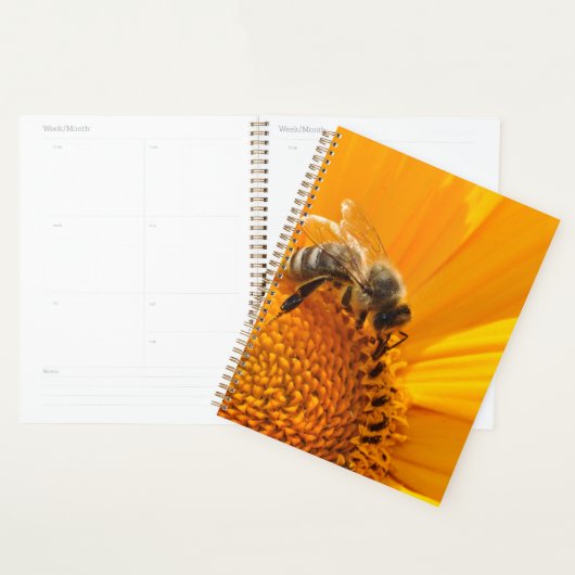 Heldergele bloem en honingbijen planner (Display)
