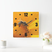 Heldergele bloem en honingbijen vierkante klok (Huis)