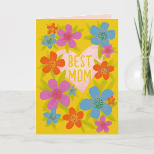 Heldergele Bloemen Beste Mam Moederdag Kaart (Voorkant)
