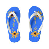 Heldergele bloemen op blauw optimisme positiviteit kinder teenslippers (Voetbed)