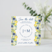 Heldergele bloemencitroen thema Save the date Kaart (Staand voorkant)