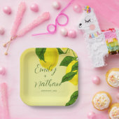 Heldergele citroen Citrus bruiloft Papieren Bordje (Feest)