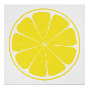 Heldergele citroen Citrus Fruit Slice Design Perfect Poster