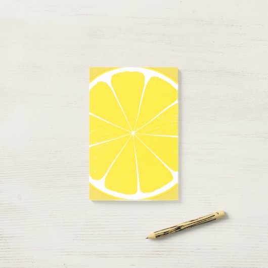 Heldergele citroen Citrus Fruit Slice Design Post-it® Notes (Op bureau)