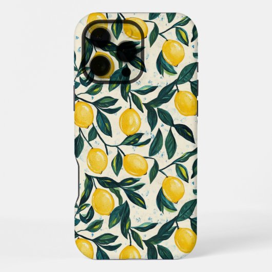 Heldergele citroen patroon iPhone hoesje (Achterkant)