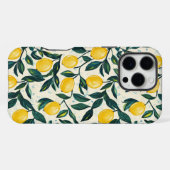 Heldergele citroen patroon iPhone hoesje (Achterkant horizontaal)