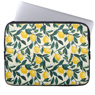 Heldergele citroen patroon laptop sleeve