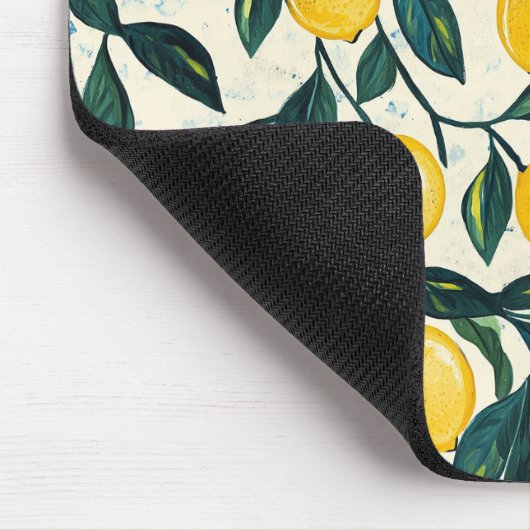 Heldergele citroen patroon muismat (Hoek)