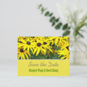 Heldergele dagbloemen in de zomer sparen de datum aankondigingskaart (Staand voorkant)