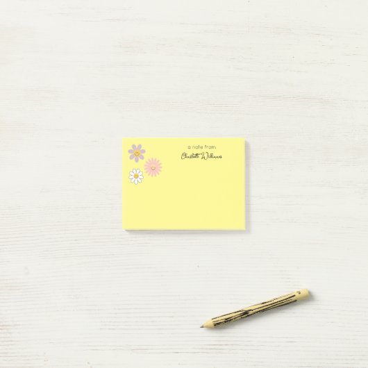 Heldergele Daisy Bloemen Leuke Custom Post-it® Notes (Op bureau)
