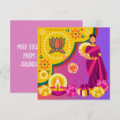 Heldergele Diwali Kaart Kleurrijke tekst Aanpassen (Voorkant / Achterkant)