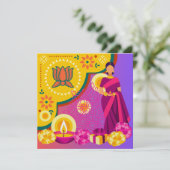 Heldergele Diwali Kaart Kleurrijke tekst Aanpassen (Staand voorkant)