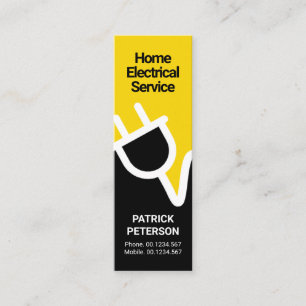 Heldergele elektrische stekker mini visitekaartje