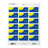Heldergele en blauwe mod cirkel etiket (Full Sheet)