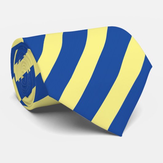 Heldergele en blauwe streep patroon stropdas (Opgerold)