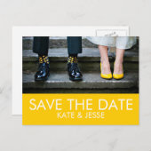 Heldergele foto Save the Date Briefkaart (Voorkant / Achterkant)