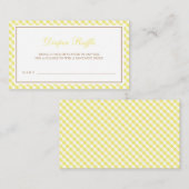 Heldergele Gingham Baby shower Diaper Raffle Informatiekaartje (Voorkant / Achterkant)