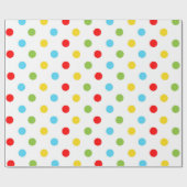 Heldergele groene blauwe en rode pokadots cadeaupapier (Vlak)
