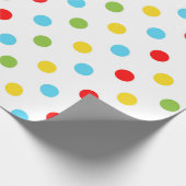 Heldergele groene blauwe en rode pokadots cadeaupapier (Hoek)